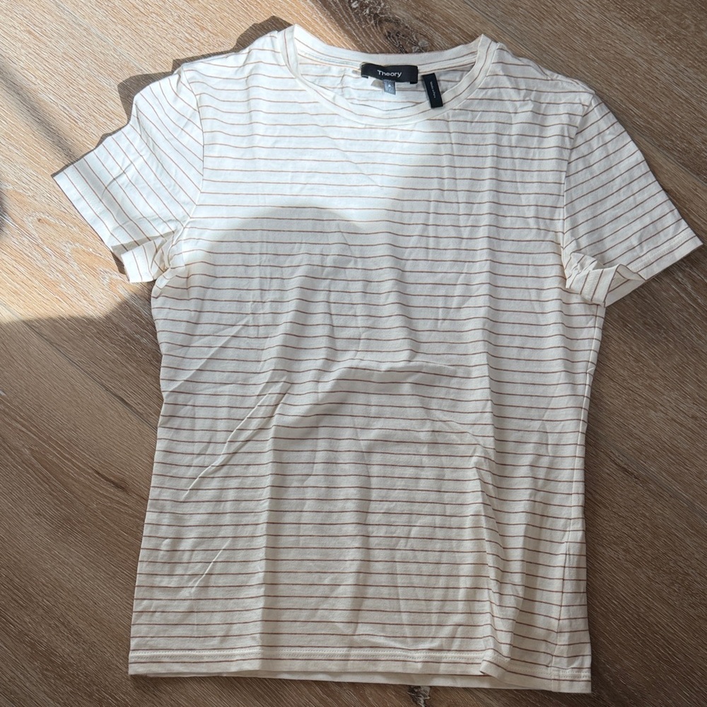 Theory Striped Cream T-Shirt